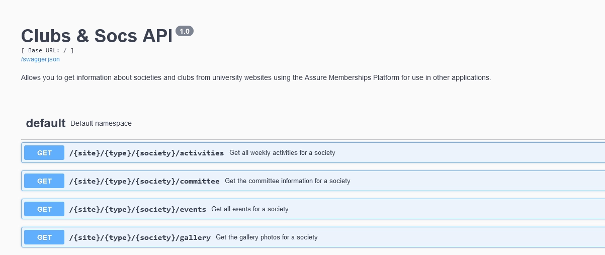 Clubs & Societies API